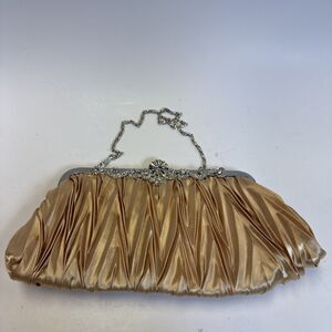 Vintage Golden Satin Crystal Clutch Purse